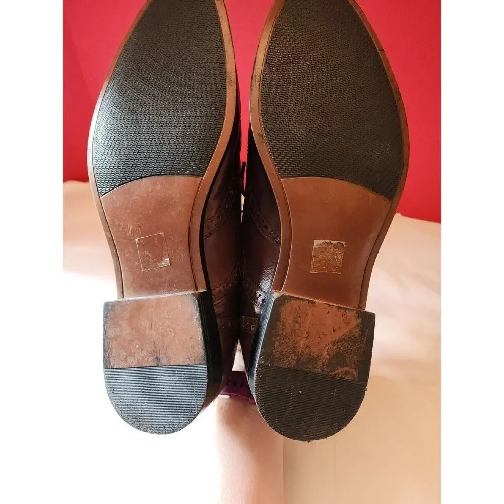 Asos Mens Brown Leather Lace Up Wing Tip Oxford Dress Shoes Size 9